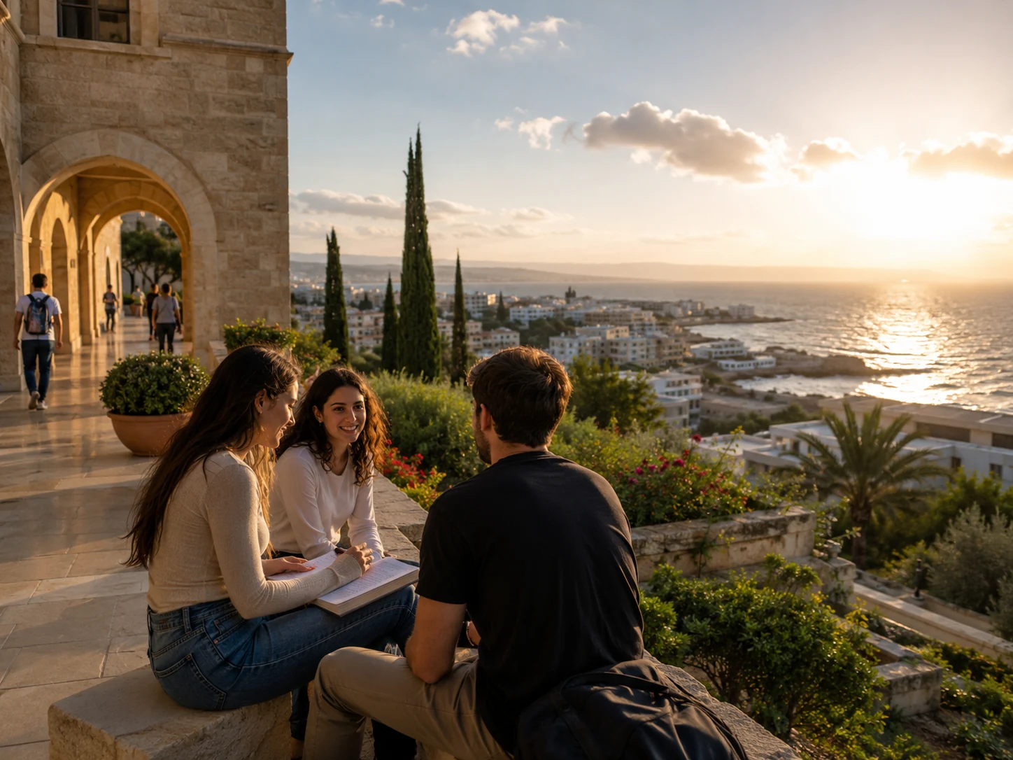 Cyprus university and coastal city view