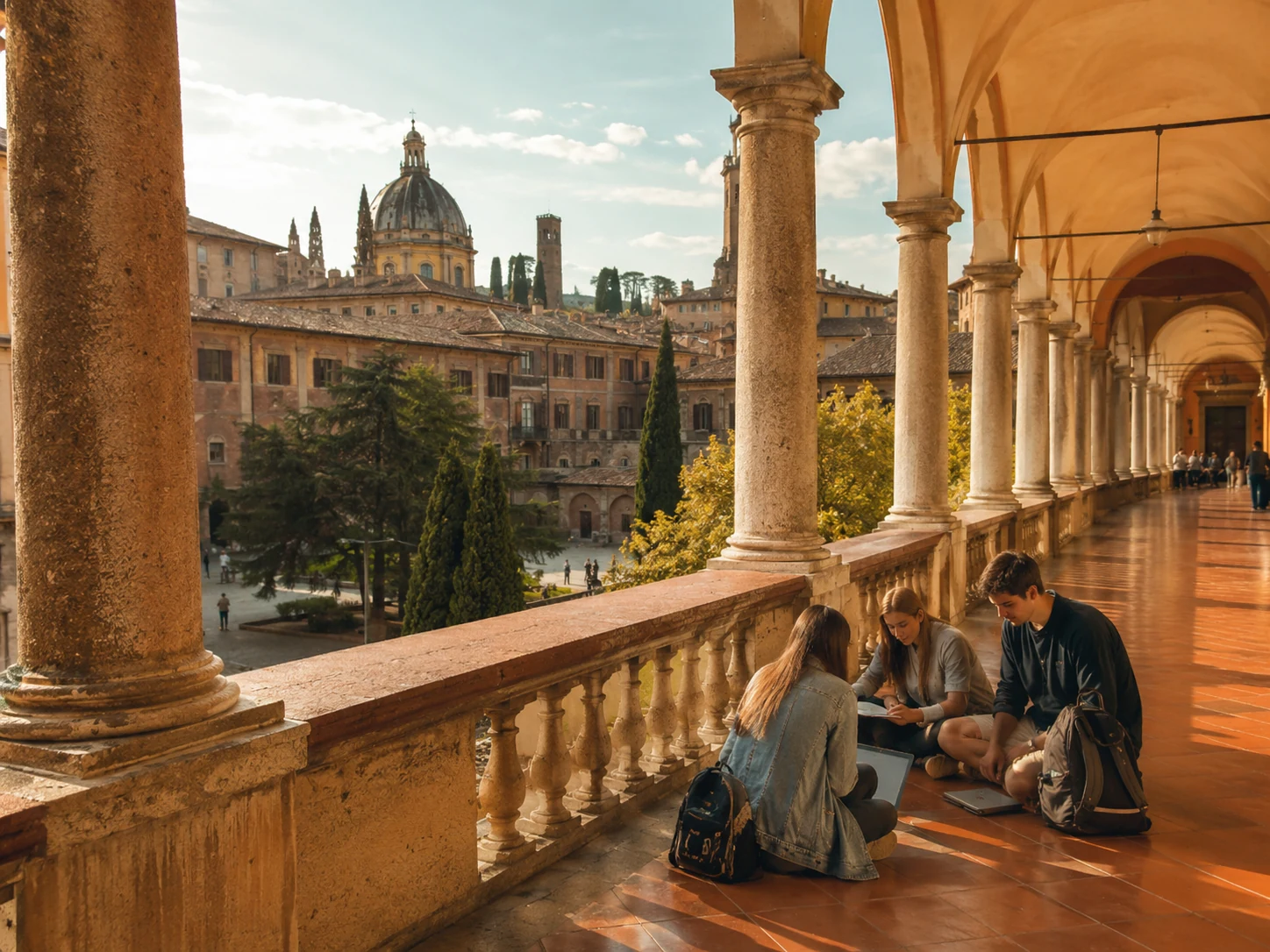 Italy university and historic city view
