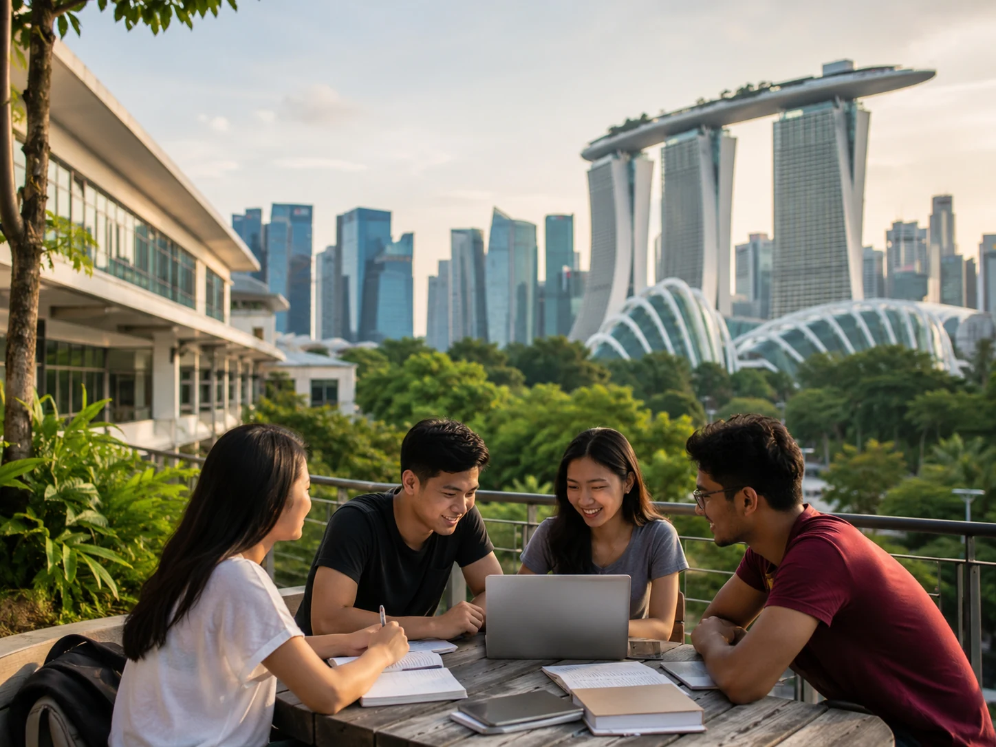 Singapore university and skyline view